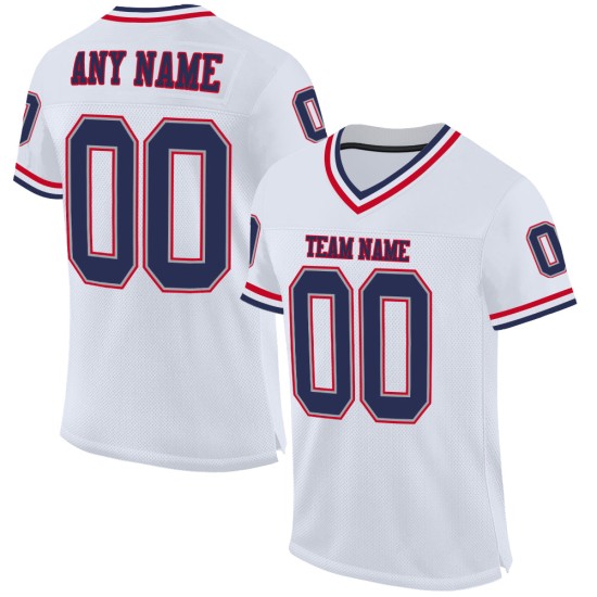Custom White Navy-Red Mesh Authentic Throwback Football Jersey Custom White Navy-Red Mesh Authentic Throwback Football Jersey