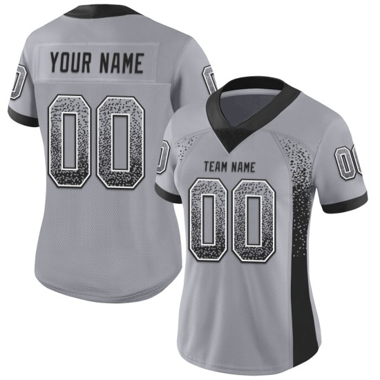 Custom Gray Black-White Mesh Drift Fashion Football Jersey Custom Gray Black-White Mesh Drift Fashion Football Jersey
