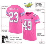 Custom Pink White-Light Blue Mesh Authentic Football Jersey Custom Pink White-Light Blue Mesh Authentic Football Jersey