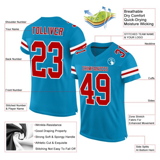 Custom Panther Blue Red-White Mesh Authentic Football Jersey Custom Panther Blue Red-White Mesh Authentic Football Jersey