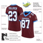 Custom Burgundy White-Powder Blue Mesh Authentic Football Jersey Custom Burgundy White-Powder Blue Mesh Authentic Football Jersey