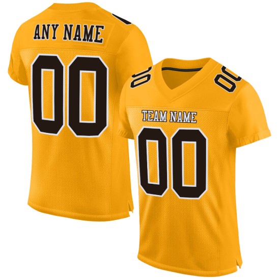 Custom Gold Brown-White Mesh Authentic Football Jersey Custom Gold Brown-White Mesh Authentic Football Jersey