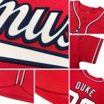 Custom Red Navy-White Mesh Authentic Throwback Football Jersey Custom Red Navy-White Mesh Authentic Throwback Football Jersey